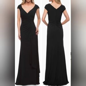 La Femme Ruched Jersey Sheath Gown